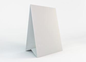 Blank paper Table Tent template for presentation. 3D illustration