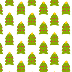 Seamless pattern with Christmas trees on a white background.