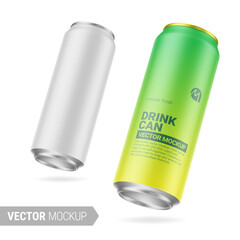 White matte drink can mockup. Vector illustration.