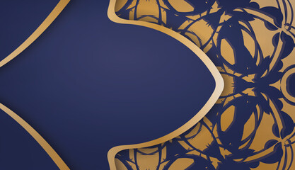 Dark blue banner with abstract gold pattern for design under your logo or text