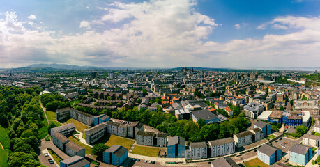 Cityscape of Edinburgh from Arthur's Seat in a beautiful summer day, Scotland, UK