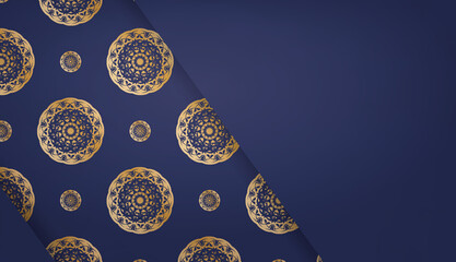 Dark blue banner with Greek gold ornaments and space for logo or text