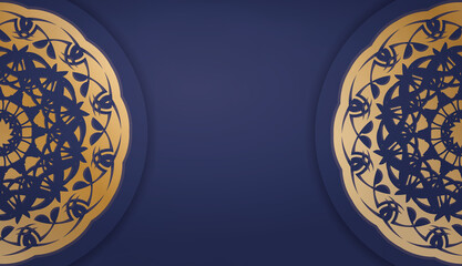 Dark blue banner with Indian gold ornaments and a place for your logo