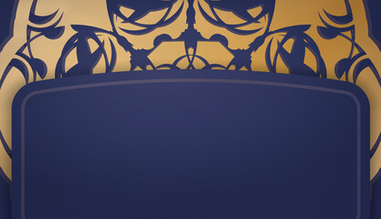 Dark blue banner with Indian gold pattern and text space