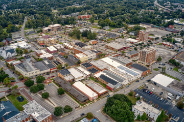 Fototapeta na wymiar Aerial View of Downtown Orangeburg, South Carolina