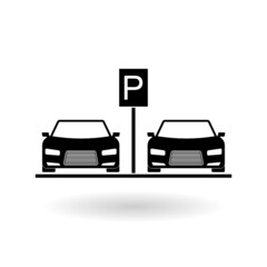 Car parking area icon with shadow