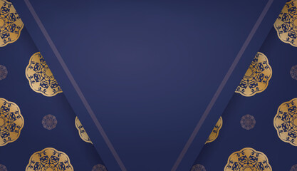 Dark blue banner with luxurious gold ornamentation and space for text