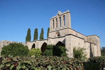 Fototapeta na wymiar The ruins of the Gothic Bellapais Abbey, Northern Cyprus 