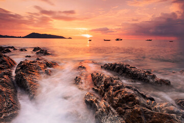 Seascape at sunset at Kalim beach, Phuket