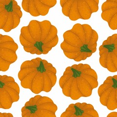 Seamless pattern orange pumpkins on a white background. For packaging, advertising, design, textiles, menus