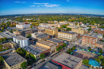 Aerial View of Grand Forks, North Dakota in Autumn