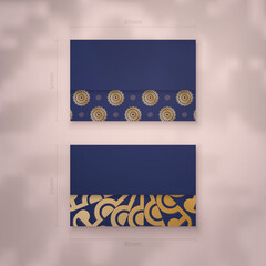 Dark blue business card template with luxurious gold pattern for your personality.
