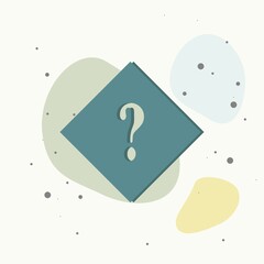 Vector icon question mark in a rhombus. Punctuation mark symbol on multicolored background.