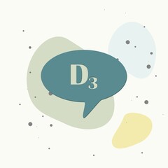 Vector speech cloud icon and inscription vitamin D3 on multicolored background.