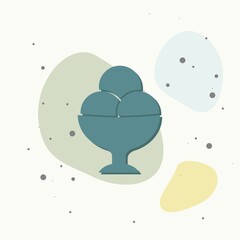 Vector icon ice cream on multicolored background.