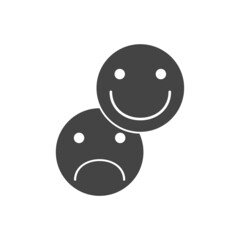 Vector phone icon with positive and negative emoticon.