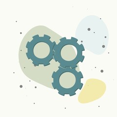 Vector icon three gears wheel. Illustration gears in motion on multicolored background.