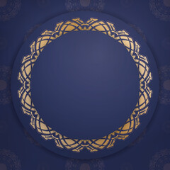 Dark blue business card with abstract gold pattern for your personality.