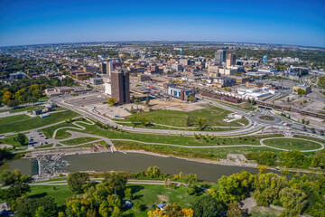 Aerial View of Fargo, North Dakota in early Autumn