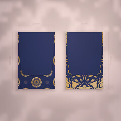 Dark blue business card with Greek gold ornaments for your business.