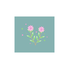 spring flowers in gradient. Pink flowers. Illustration. logo, postcard, icon, banner. spring Summer. Environmental friendliness