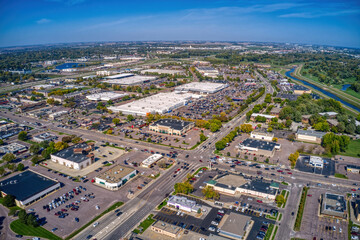 Fototapeta na wymiar Aerial View of a Main Shopping District in Sioux Falls, South Dakota