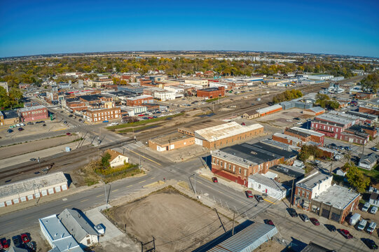 Aerial View of the small Town of Columbus, Nebraska
