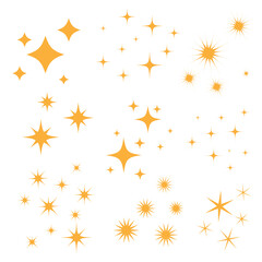 Sparkles stars symbols. Set of vector sparkle icon. Bright firework, shiny flash, decoration twinkle. Glowing light effect. Stock vector illustration.