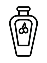 Olive products flat line icon. Fresh tree fetuses and olive oil in bottles and jugs. Outline sign for mobile concept and web design, store