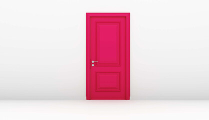 4K Ultra Hd. Pink door on white background. Valentine day concept. 3D rendering

