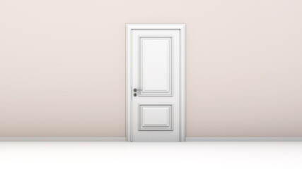 4K Ultra Hd. White door on white background. Valentine day concept. 3D rendering
