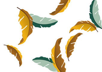 Colorful decorative oak leaves on a white background, falling foliage. Creative template for your design. Vector