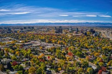 Fond de hotte en verre imprimé Aurores boréales Aerial View of Aurora, Colorado in Autumn