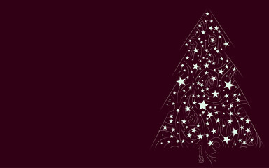 vector image of a white Christmas tree. Christmas card. Place for your text.