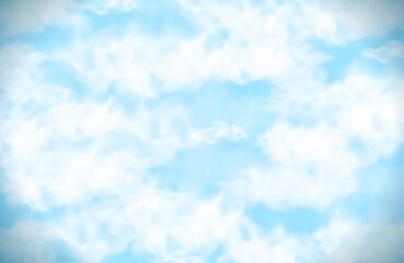 Blue sky with realistic white clouds, nature background