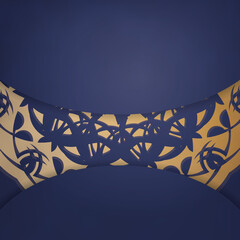 Presentable business card in dark blue with Indian gold pattern for your contacts.