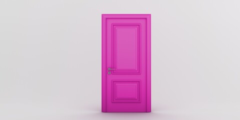 4K Ultra Hd. Pink door on white background. Valentine day concept. 3D rendering
