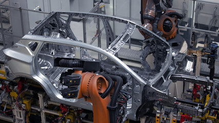 Car manufacturing plant, robotic welding line......