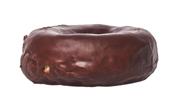  Single delicious chocolate doughnut isolated on a white background