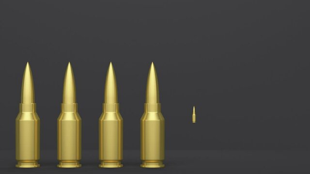 Black studio background with overhead lighting and bullets in a row. Minimal modern seamless motion design. Abstract loop animation