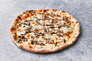  Delicious mushroom italian pizza on a concrete surface