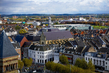 View over Maastricht, Netherlands Saint Servatius Basilica, Vrijthof to city hall