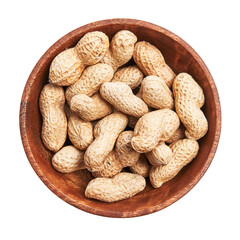  Bowl of peanuts with shell isolated on a white background