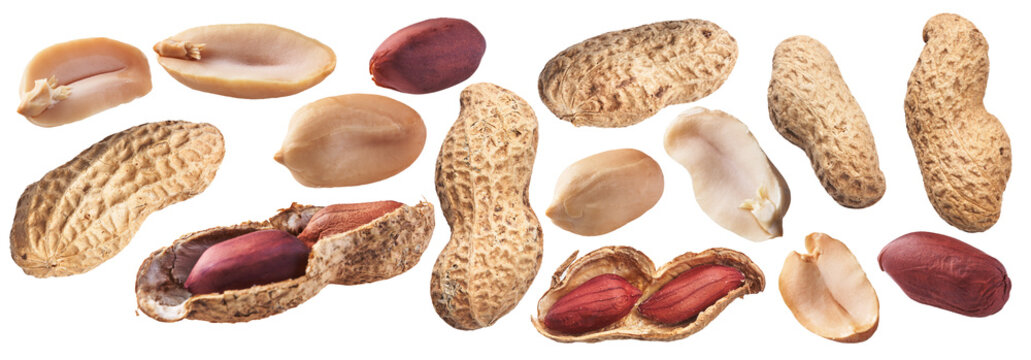 Bunch of peanuts isolated on a white background