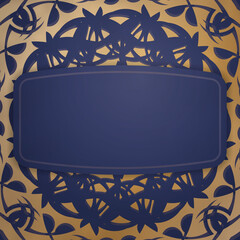 Presentable dark blue business card with Greek gold pattern for your brand.