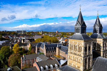 View over Maastricht city center with Basilica of Saint Servatius