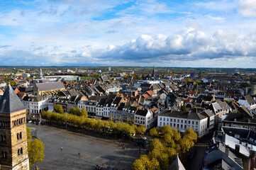 View over Maastricht city center with Vrijthof square