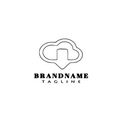 clouds computing logo cartoon icon design black isolated vector illustration