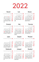 Polish calendar 2022