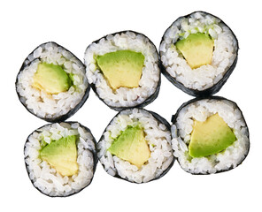  Group of avocado sushi maki isolated on white background © Krakenimages.com